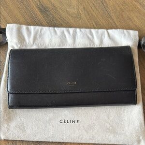 Celine Black Leather Continental Wallet